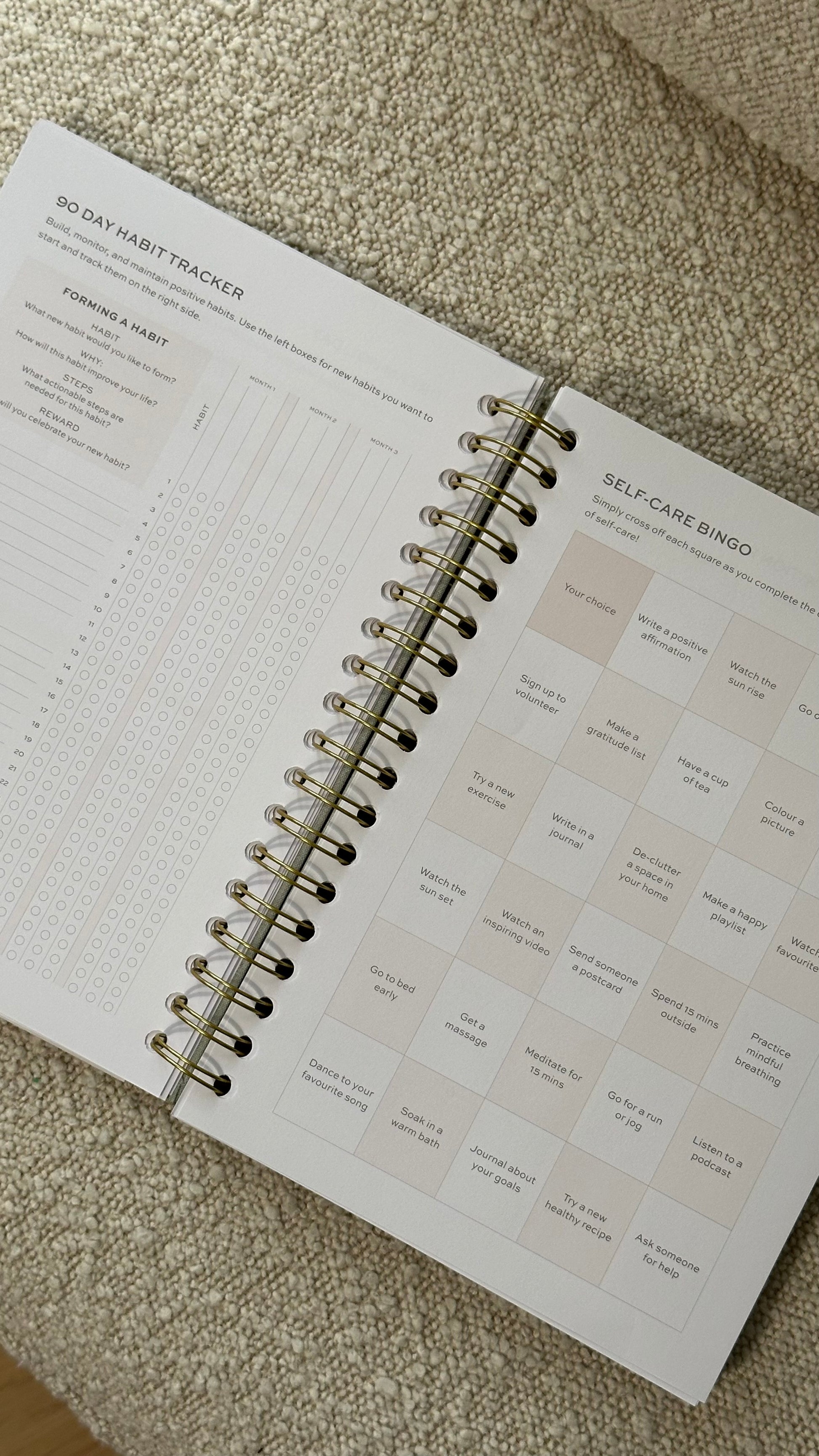 Self care bingo and 90 day habit tracker